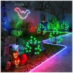 Solar Halloween Eyeball Pathway Lights Decorations, 3D Lighted Eyeball Stake Lights, 2 Pack 40 LED Halloween Lights, Outdoor Waterproof for Garden, Pathway and Yard Decoration