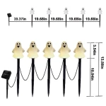 Solar Halloween Ghost Pathway lights Decorations, Halloween Ghost Stake Lights Set of 5, Lighted 3D Ghost Outdoor Waterproof for Garden, Pathway and Yard Decoration (Ghost)