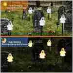 Solar Halloween Ghost Pathway lights Decorations, Halloween Ghost Stake Lights Set of 5, Lighted 3D Ghost Outdoor Waterproof for Garden, Pathway and Yard Decoration (Ghost)