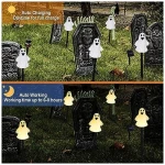 Solar Halloween Ghost Pathway lights Decorations, Halloween Ghost Stake Lights Set of 5, Lighted 3D Ghost Outdoor Waterproof for Garden, Pathway and Yard Decoration (Ghost)