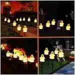 Solar Halloween Ghost Pathway lights Decorations, Halloween Ghost Stake Lights Set of 5, Lighted 3D Ghost Outdoor Waterproof for Garden, Pathway and Yard Decoration (Ghost)