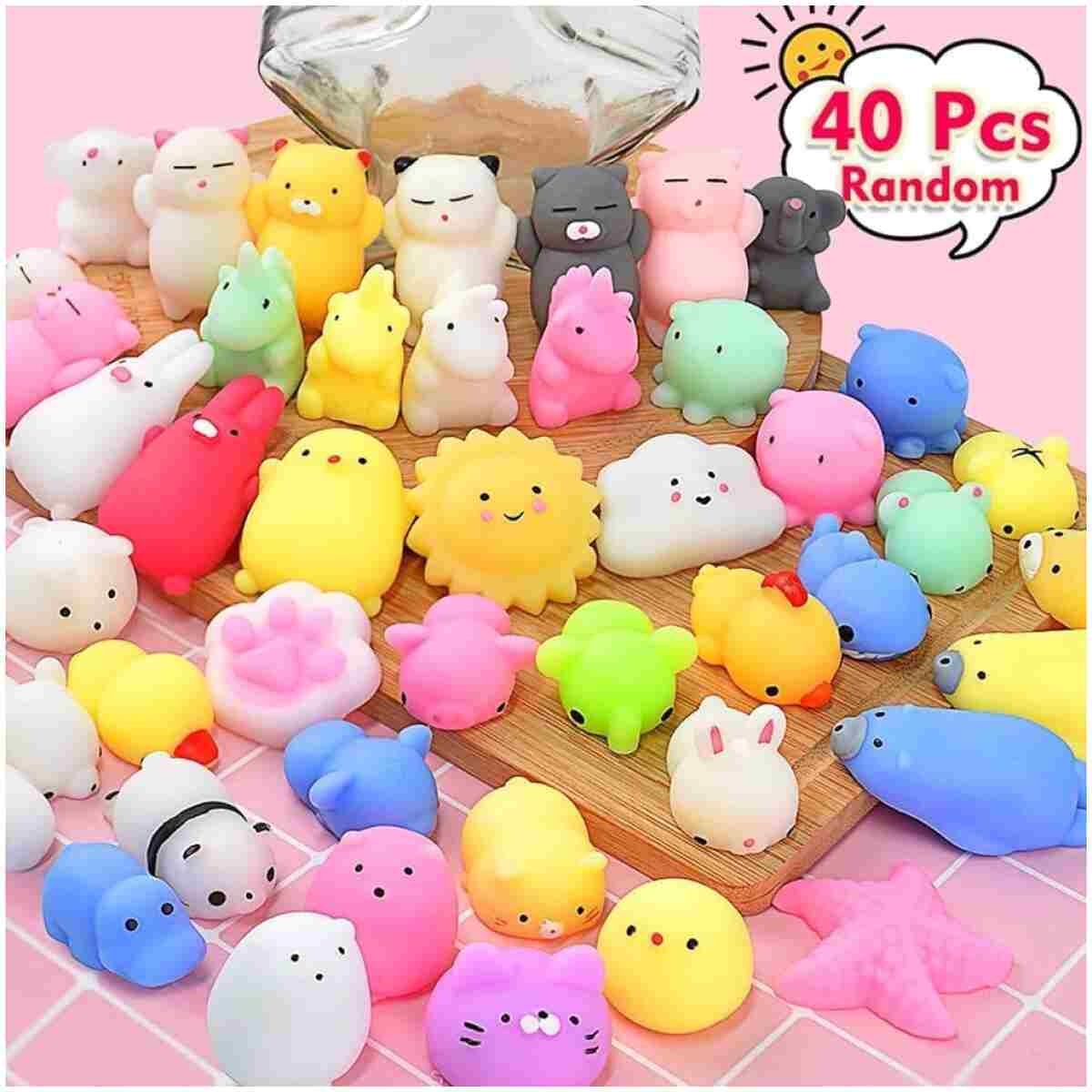 Squishies 40pcs Mochi Squishy Toys Party Favors for Kids Mini Squishy Kawaii Fidget Toys Stress Relief Treasure Box Toys for Classroom Prizes Kids Easter Egg Fillers Goodie Bag...