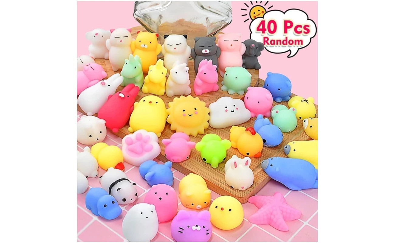 Squishies 40pcs Mochi Squishy Toys Party Favors for Kids Mini Squishy Kawaii Fidget Toys Stress Relief Treasure Box Toys for Classroom Prizes Kids Easter Egg Fillers Goodie Bag...