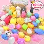 Squishies 40 件 Mochi 柔软玩具，儿童派对礼物，迷你柔软可爱烦躁玩具，减压宝箱玩具，可作为课堂奖品，儿童复活节彩蛋填充物，礼品袋...