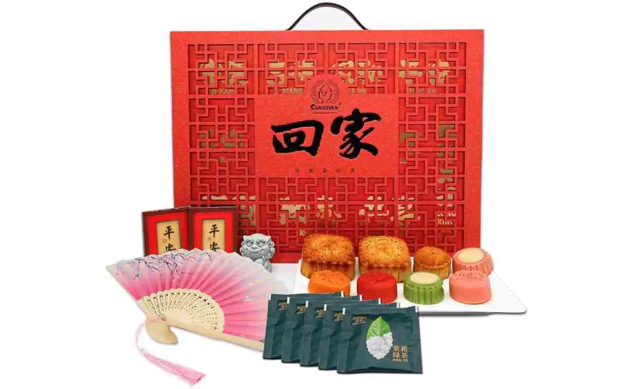 SUNGIVEN 中秋月饼礼盒 - 传统文化系列，8 种独特口味，装有茶的神秘盒子、纪念品和优雅的纪念品包装 - 非常适合...