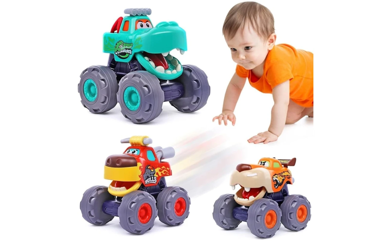 Toy Cars for 1 Year Old Boy Gifts Monster Trucks Boys Toys for 1 2 3 Year Old Boys Girls Kids Toddler Car Toy Trucks Baby Boy Toys 12-18 Months Pull Back Cars for Toddlers 1-3...