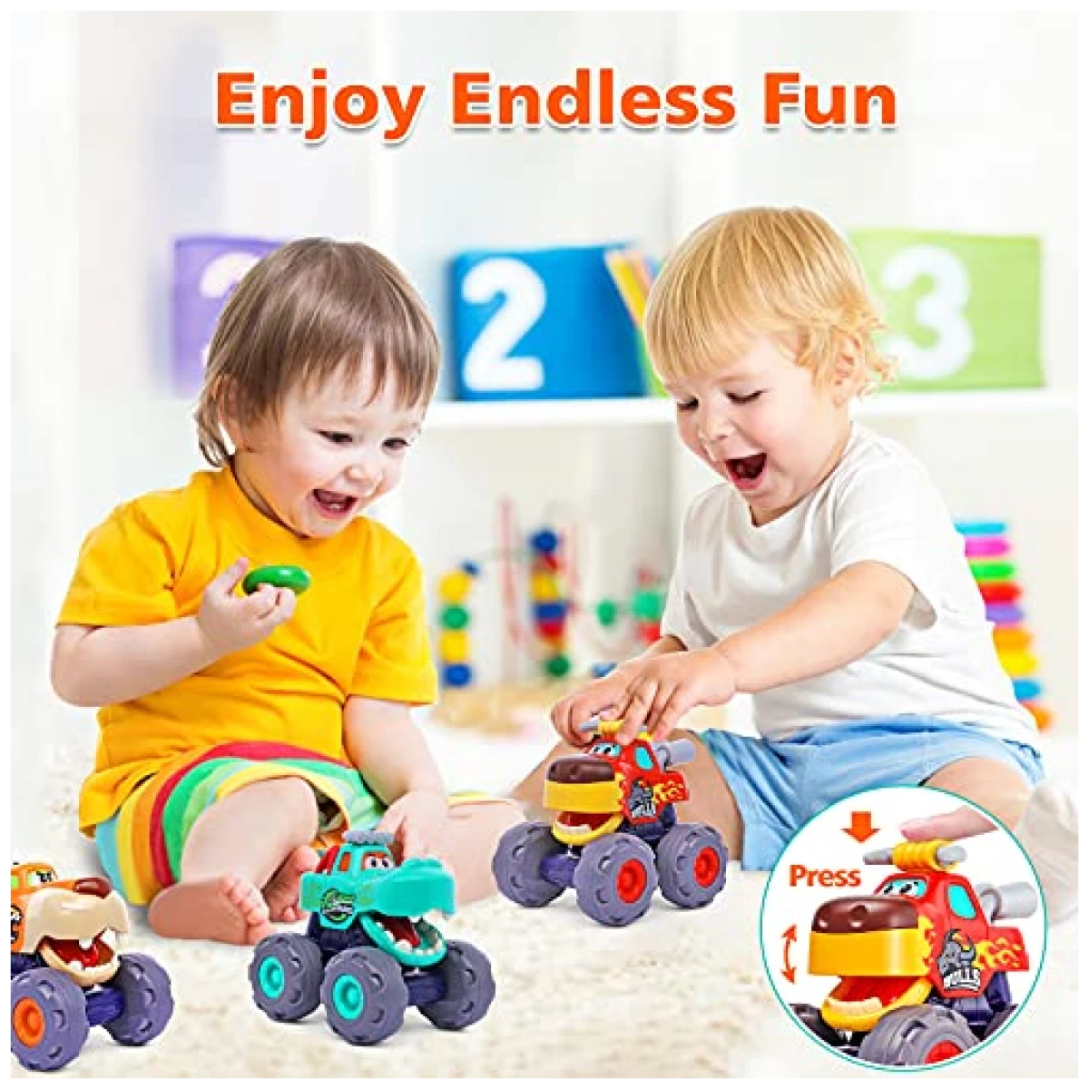 Toy Cars for 1 Year Old Boy Gifts Monster Trucks Boys Toys for 1 2 3 Year Old Boys Girls Kids Toddler Car Toy Trucks Baby Boy Toys 12-18 Months Pull Back Cars for Toddlers 1-3...