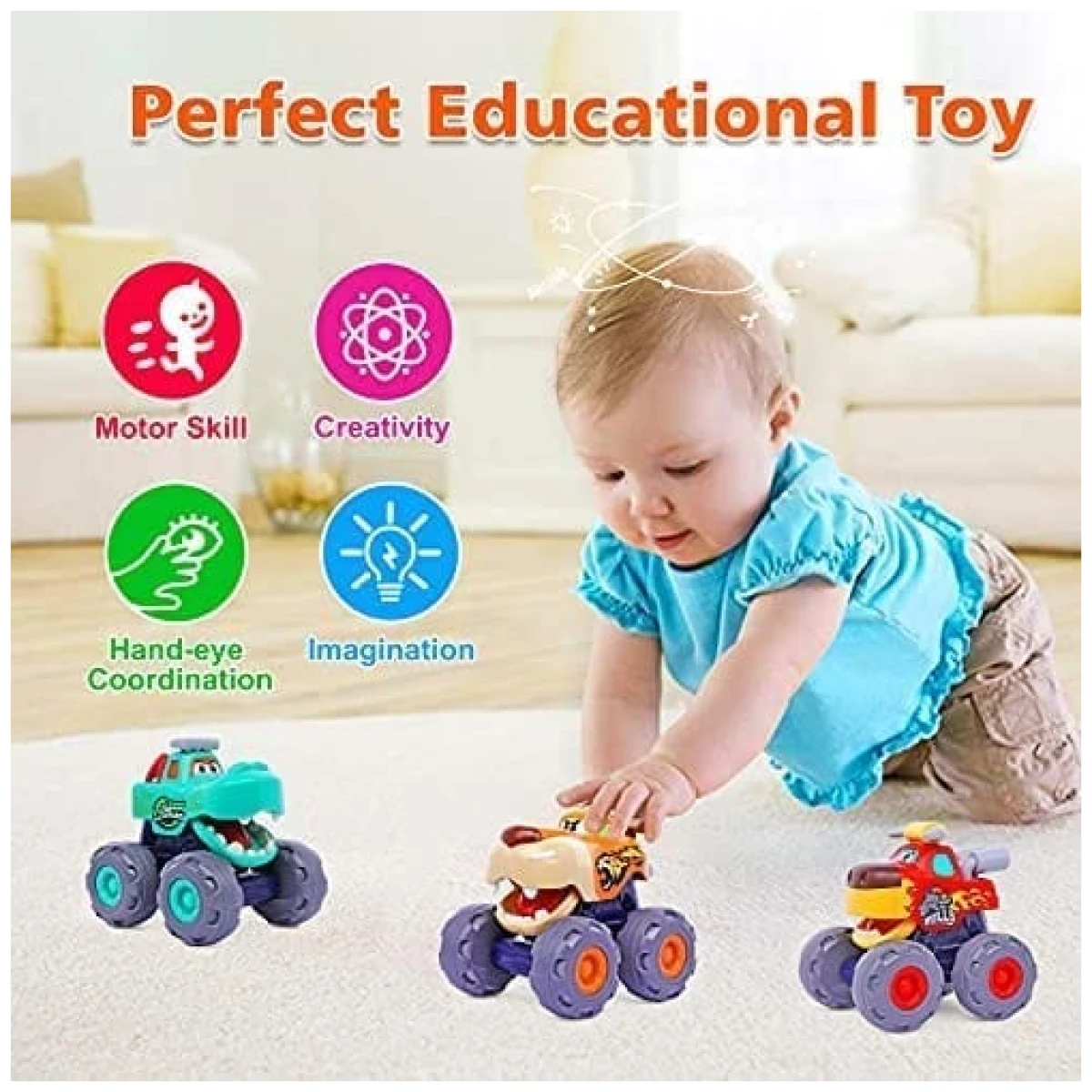 Toy Cars for 1 Year Old Boy Gifts Monster Trucks Boys Toys for 1 2 3 Year Old Boys Girls Kids Toddler Car Toy Trucks Baby Boy Toys 12-18 Months Pull Back Cars for Toddlers 1-3...