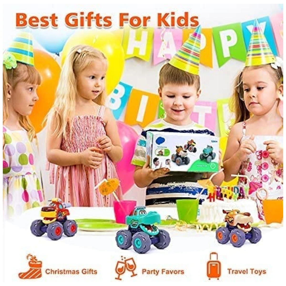 Toy Cars for 1 Year Old Boy Gifts Monster Trucks Boys Toys for 1 2 3 Year Old Boys Girls Kids Toddler Car Toy Trucks Baby Boy Toys 12-18 Months Pull Back Cars for Toddlers 1-3...