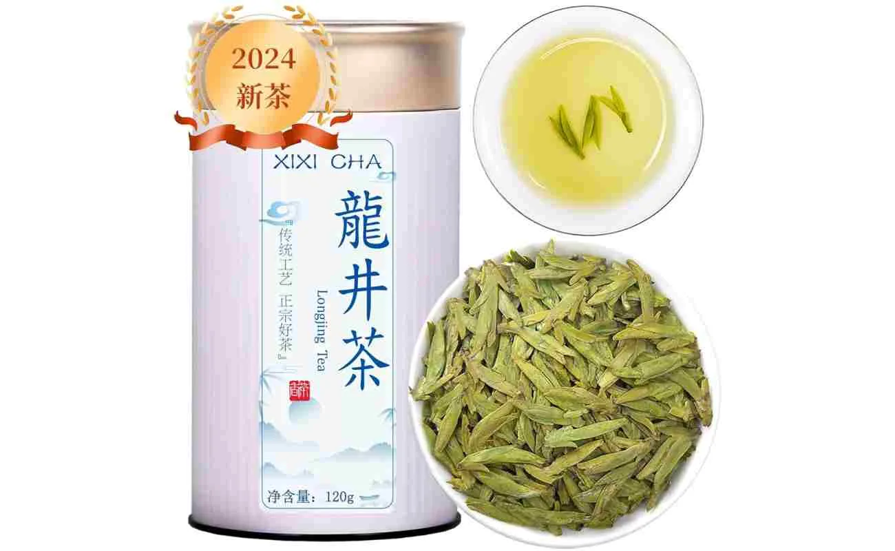 XIXICHA龙井绿茶2024年新茶AAA级龙井绿茶散叶杭州龙井茶中国绿茶新鲜豆香龙井茶绿茶明前龙井中国茶叶4.23oz/120g