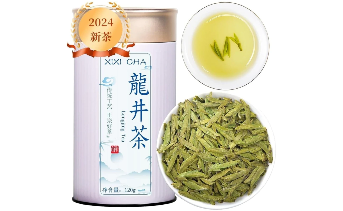 XIXICHA Longjing Green Tea 2024 New Tea Grade AAA Dragon Well Green Tea Loose Leaf Hangzhou Dragonwell Tea Chinese Green Tea Fresh Bean Aroma 龙井茶 绿茶 明前龙井 中国茶叶 4.23oz/120g