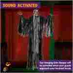 JOYIN 59” Halloween Animated Hanging Grim Reaper Decorations with Glowing Eyes and Creepy Sound, Halloween Skeleton Ghost Decorations for Haunted House Prop Decor,...