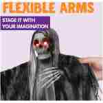 JOYIN 59” Halloween Animated Hanging Grim Reaper Decorations with Glowing Eyes and Creepy Sound, Halloween Skeleton Ghost Decorations for Haunted House Prop Decor,...