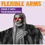 JOYIN 59” Halloween Animated Hanging Grim Reaper Decorations with Glowing Eyes and Creepy Sound, Halloween Skeleton Ghost Decorations for Haunted House Prop Decor,...