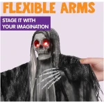 JOYIN 59” Halloween Animated Hanging Grim Reaper Decorations with Glowing Eyes and Creepy Sound, Halloween Skeleton Ghost Decorations for Haunted House Prop Decor,...