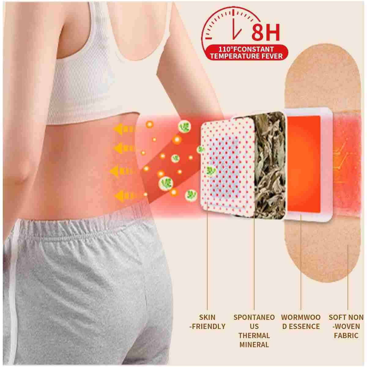 Moxibustion Patches艾灸贴 Natural Herb Self-Heating smokeless Wormwood Sticker Paste for Patch Paste for Neck, Shoulder, Back, Waist, Hand, Feet Joint (20 Packs) 艾灸贴 艾草贴