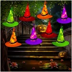 Tcamp Halloween Decorations Lighted Witch Hats Lights, 8Pcs Hanging Glowing Witch Hats with 44ft 104LED Halloween Lights String for Indoor, Outdoor, Yard, Tree Decor (8 Lighting...
