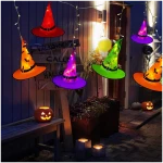 Tcamp Halloween Decorations Lighted Witch Hats Lights, 8Pcs Hanging Glowing Witch Hats with 44ft 104LED Halloween Lights String for Indoor, Outdoor, Yard, Tree Decor (8 Lighting...