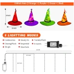 Tcamp Halloween Decorations Lighted Witch Hats Lights, 8Pcs Hanging Glowing Witch Hats with 44ft 104LED Halloween Lights String for Indoor, Outdoor, Yard, Tree Decor (8 Lighting...
