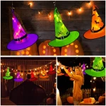 Tcamp Halloween Decorations Lighted Witch Hats Lights, 8Pcs Hanging Glowing Witch Hats with 44ft 104LED Halloween Lights String for Indoor, Outdoor, Yard, Tree Decor (8 Lighting...