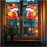 2 PCS Chinese New Year Decorations 2025, Lunar New Year Zodiac Snake Door Sticker Decorative Couplet for Home Restaurant Store Party, Spring Festival Window Cling Decal for Wall...