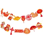 2025 Chinese New Year Banner Happy Chinese New Year Decorations 2pcs Spring Festival Party Banners Lunar New Year Cutout Banners for Red Year of Snake Party Supplies