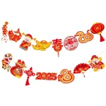 2025 Chinese New Year Banner Happy Chinese New Year Decorations 2pcs Spring Festival Party Banners Lunar New Year Cutout Banners for Red Year of Snake Party Supplies
