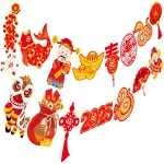 2025 Chinese New Year Banner Happy Chinese New Year Decorations 2pcs Spring Festival Party Banners Lunar New Year Cutout Banners for Red Year of Snake Party Supplies