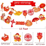 2025 Chinese New Year Banner Happy Chinese New Year Decorations 2pcs Spring Festival Party Banners Lunar New Year Cutout Banners for Red Year of Snake Party Supplies