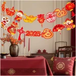 2025 Chinese New Year Banner Happy Chinese New Year Decorations 2pcs Spring Festival Party Banners Lunar New Year Cutout Banners for Red Year of Snake Party Supplies