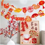 2025 Chinese New Year Banner Happy Chinese New Year Decorations 2pcs Spring Festival Party Banners Lunar New Year Cutout Banners for Red Year of Snake Party Supplies