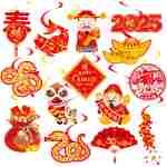 20pcs Chinese New Year Hanging Swirl Decorations 2025 Lunar New Year Decorations Spring Festival Ceiling Streamers for The Snake Chinese New Year Party Chinese Spring Festival...