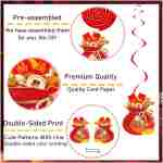 20pcs Chinese New Year Hanging Swirl Decorations 2025 Lunar New Year Decorations Spring Festival Ceiling Streamers for The Snake Chinese New Year Party Chinese Spring Festival...
