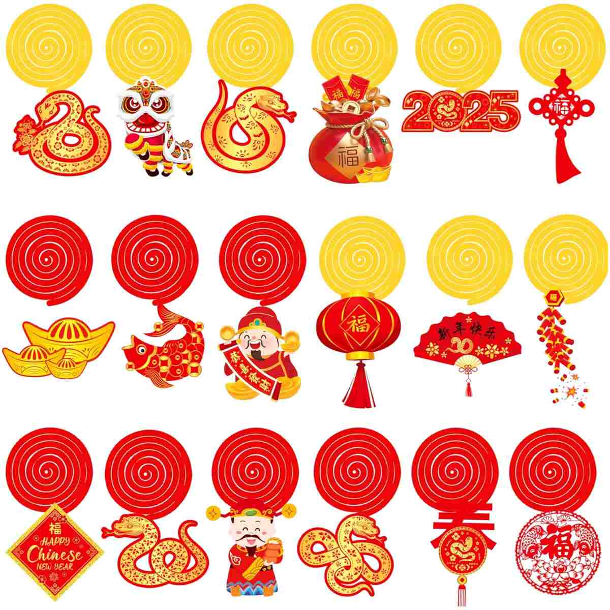 20pcs Chinese New Year Hanging Swirl Decorations 2025 Lunar New Year Decorations Spring Festival Ceiling Streamers for The Snake Chinese New Year Party Chinese Spring Festival...