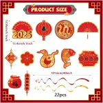 22 Set Chinese New Year Decoration 2025 Lunar New Year Hanging Swirls Spring Festival Ceiling Streamers Red Gold Spiral Banner Year of the Snake Decoration Holiday Home Party...