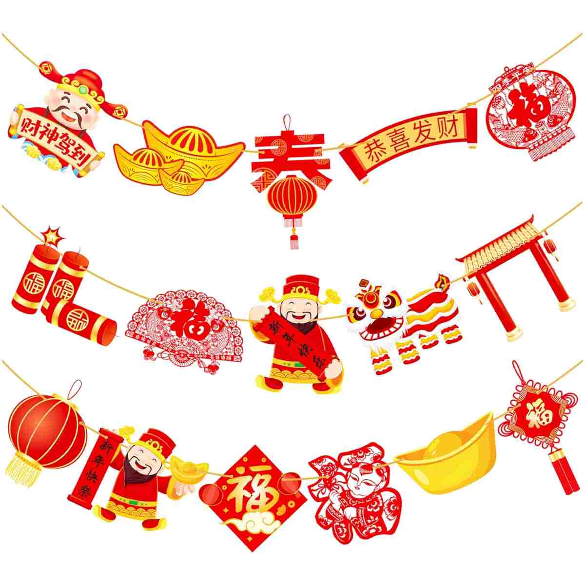 2pcs Chinese New Year Banner 2025 Red and Gold Chinese New Years Decorations Happy Chinese New Year Banner 2025 Spring Festival Party Decorations for Lunar New Year 2025 Chinese...