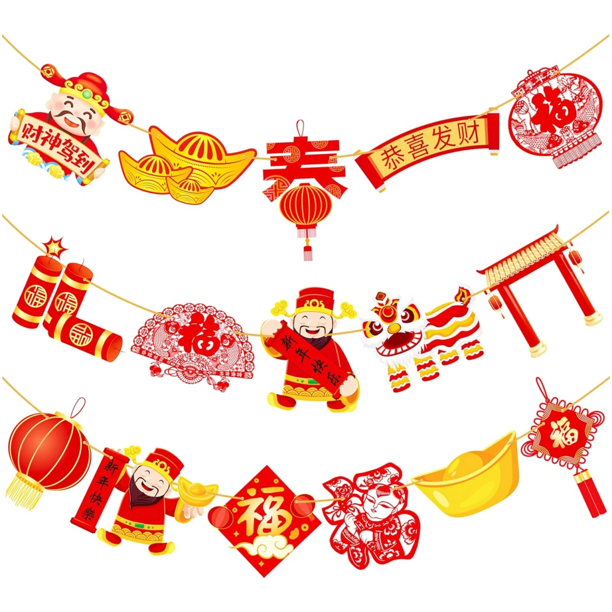 2pcs Chinese New Year Banner 2025 Red and Gold Chinese New Years Decorations Happy Chinese New Year Banner 2025 Spring Festival Party Decorations for Lunar New Year 2025 Chinese...