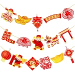 2pcs Chinese New Year Banner 2025 Red and Gold Chinese New Years Decorations Happy Chinese New Year Banner 2025 Spring Festival Party Decorations for Lunar New Year 2025 Chinese...