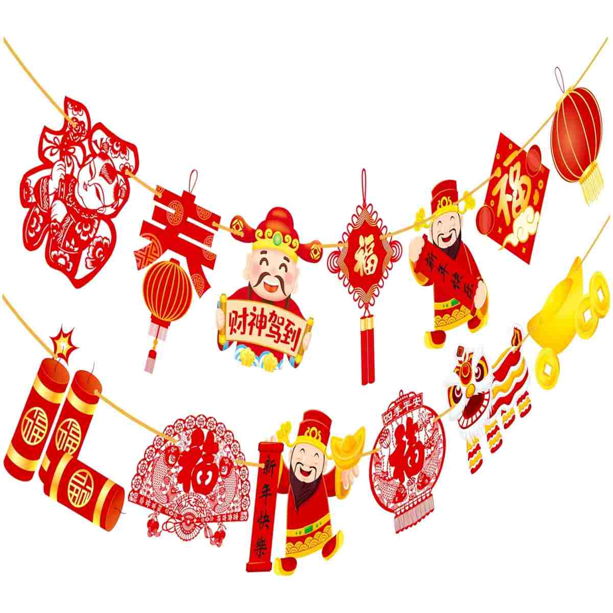 2pcs Chinese New Year Banner 2025 Red and Gold Chinese New Years Decorations Happy Chinese New Year Banner 2025 Spring Festival Party Decorations for Lunar New Year 2025 Chinese...