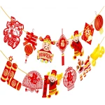 2pcs Chinese New Year Banner 2025 Red and Gold Chinese New Years Decorations Happy Chinese New Year Banner 2025 Spring Festival Party Decorations for Lunar New Year 2025 Chinese...