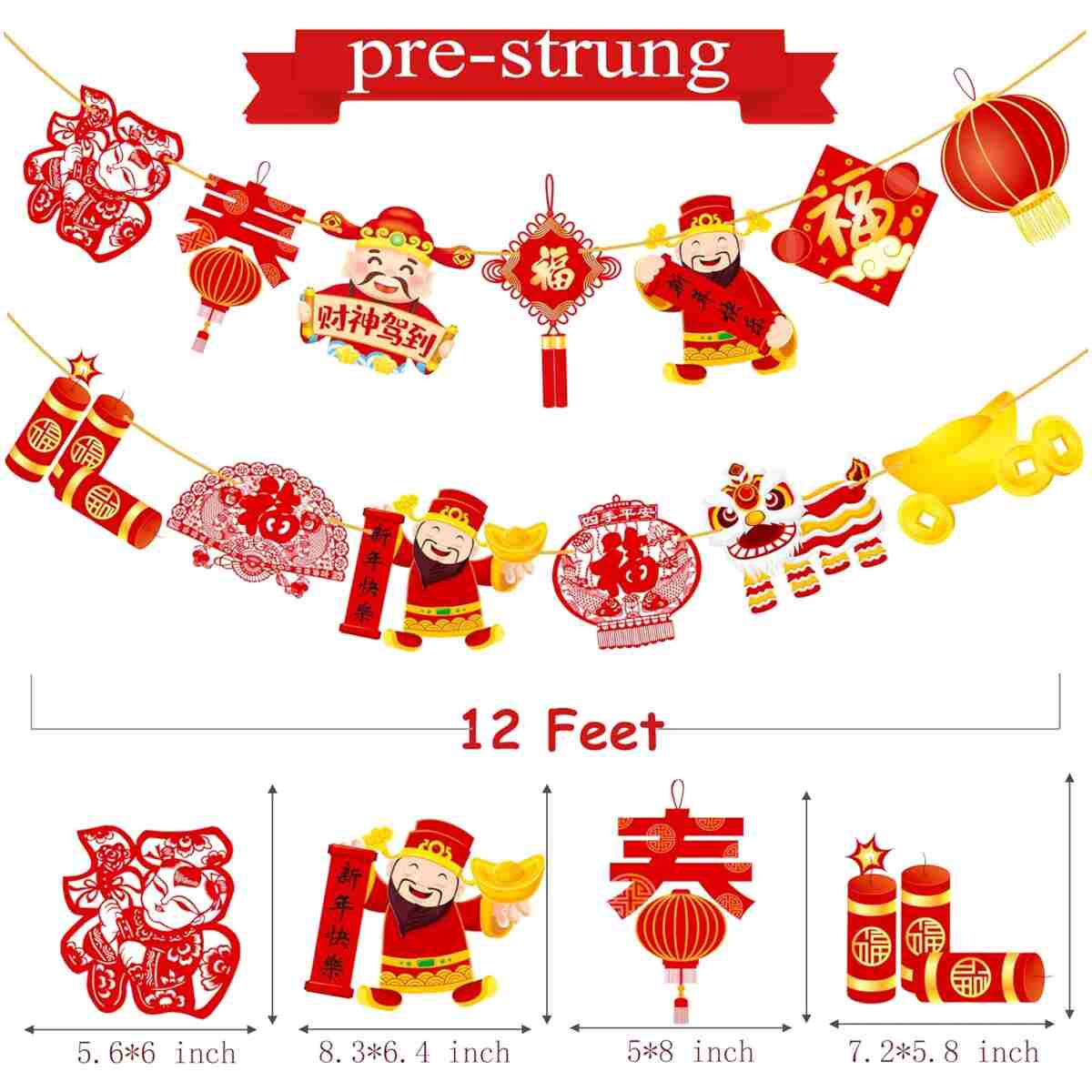 2pcs Chinese New Year Banner 2025 Red and Gold Chinese New Years Decorations Happy Chinese New Year Banner 2025 Spring Festival Party Decorations for Lunar New Year 2025 Chinese...