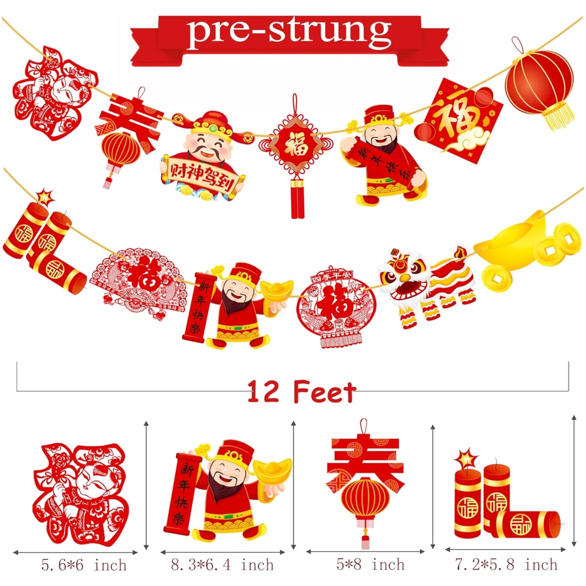 2pcs Chinese New Year Banner 2025 Red and Gold Chinese New Years Decorations Happy Chinese New Year Banner 2025 Spring Festival Party Decorations for Lunar New Year 2025 Chinese...