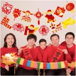 2pcs Chinese New Year Banner 2025 Red and Gold Chinese New Years Decorations Happy Chinese New Year Banner 2025 Spring Festival Party Decorations for Lunar New Year 2025 Chinese...