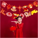 2pcs Chinese New Year Banner 2025 Red and Gold Chinese New Years Decorations Happy Chinese New Year Banner 2025 Spring Festival Party Decorations for Lunar New Year 2025 Chinese...