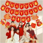 4pcs Happy Chinese New Year Banners Lunar New Year Banners Spring Festival Party Decorations for 2025 Chinese New Year Party Supplies Year of the Snake Hanging Decoration