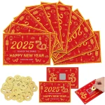 50 Counts Chinese New Year 2025 Scratch off Fortune Cards with 50 Fortune Coins 2025 Year of the Snake Party Games Spring Festival Party Supplies for Lunar New Year Presents...