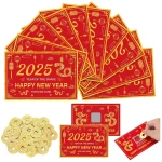50 Counts Chinese New Year 2025 Scratch off Fortune Cards with 50 Fortune Coins 2025 Year of the Snake Party Games Spring Festival Party Supplies for Lunar New Year Presents...