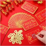 50 Counts Chinese New Year 2025 Scratch off Fortune Cards with 50 Fortune Coins 2025 Year of the Snake Party Games Spring Festival Party Supplies for Lunar New Year Presents...
