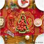 Artoid Mode Red and Golden Chinese Zodiac Snake Happy 2025 Lunar New Year Table Runner, Spring Festival Winter Kitchen Dining Table Decoration for Home Party 13x60 Inch