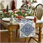 Artoid Mode Red and Golden Chinese Zodiac Snake Happy 2025 Lunar New Year Table Runner, Spring Festival Winter Kitchen Dining Table Decoration for Home Party 13x60 Inch